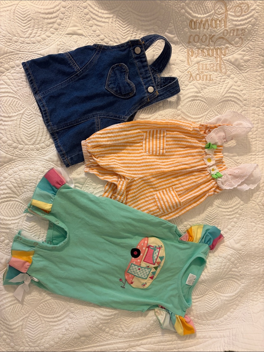 Old Navy Girls Multi-Piece Set - Denim, Mint & Yellow